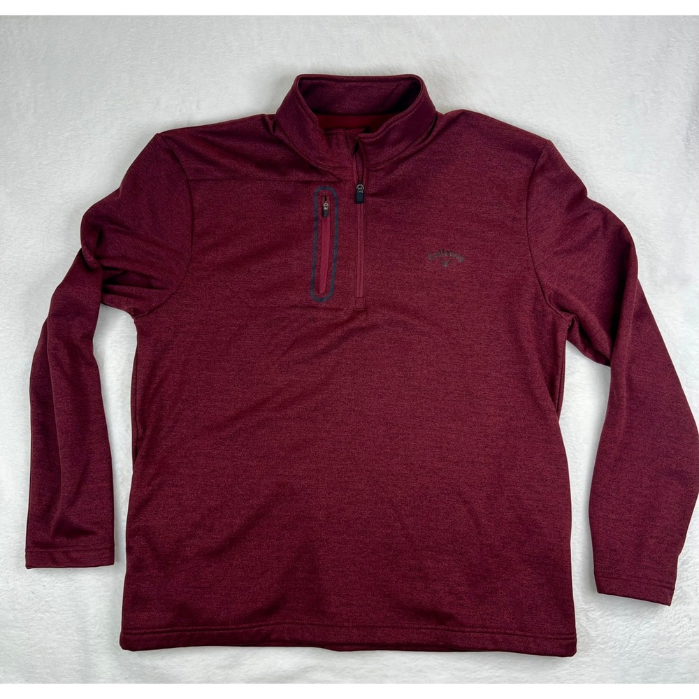 Callaway‎ Mens Pullover XL 1/4 Zip Golf Long Sleeve Athletic Burgundy